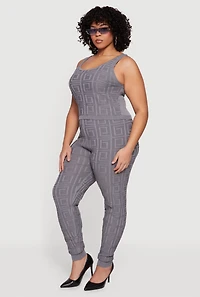 Plus High Waisted Greek Key Knit Leggings
