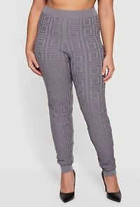 Plus High Waisted Greek Key Knit Leggings