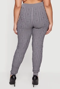 Plus High Waisted Greek Key Knit Leggings