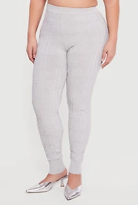 Plus High Waisted Greek Key Knit Leggings