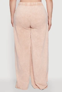 Womens Plus Daisy High Waisted Wide Leg Casual Pants with Varsity Stripe,