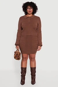 Plus High Waisted Cable Knit Mini Skirt