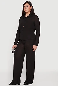 Plus High Waisted Wide Leg Pants