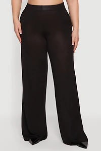 Plus High Waisted Wide Leg Pants