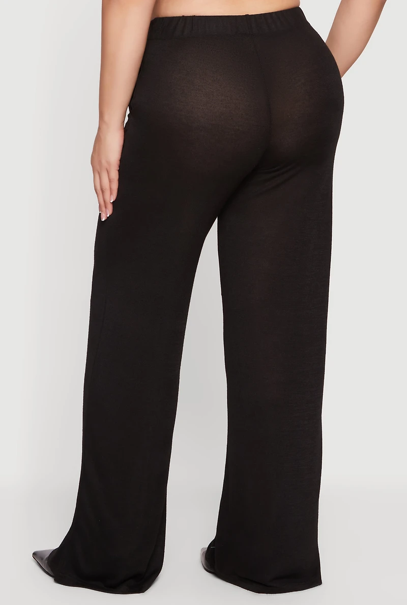 Plus High Waisted Wide Leg Pants