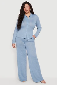 Plus High Waisted Wide Leg Pants
