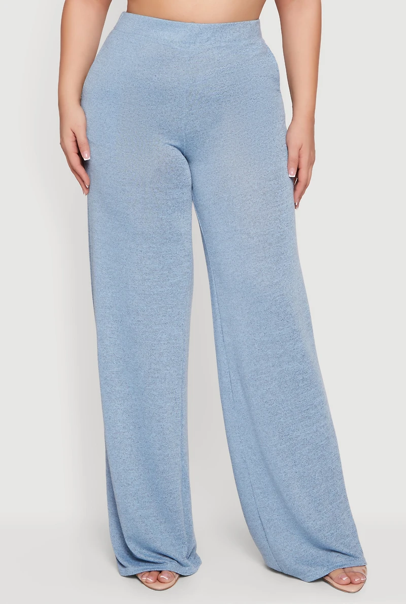Plus High Waisted Wide Leg Pants