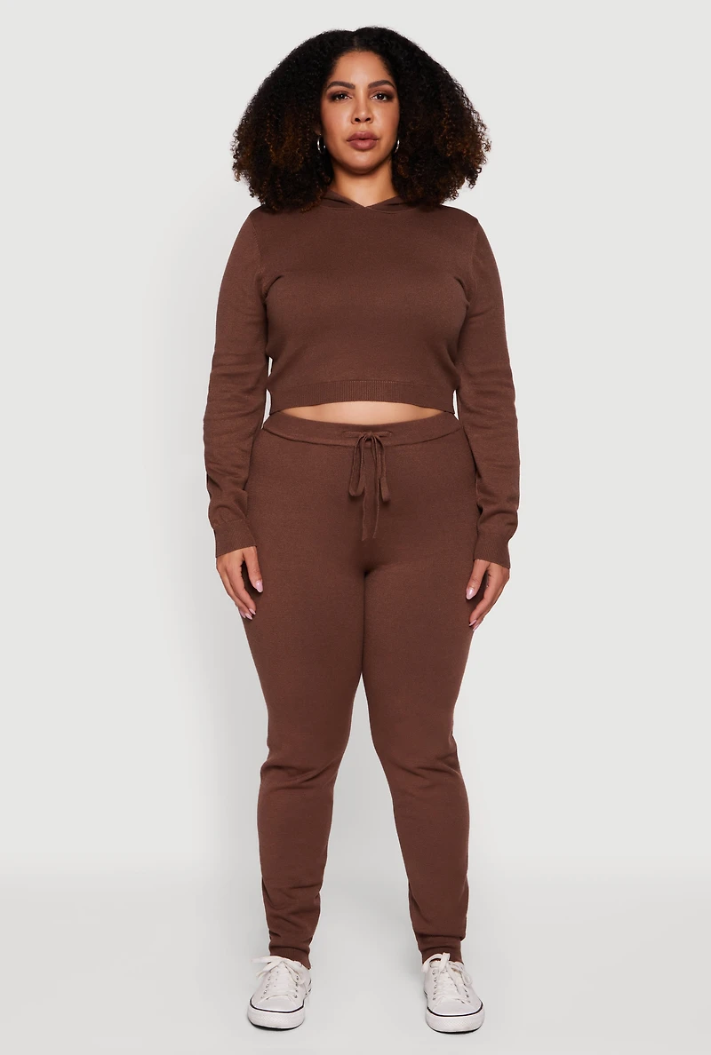 Womens Plus Hooded Pull Over Crop Sweater, 1X