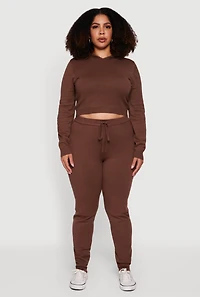 Womens Plus Hooded Pull Over Crop Sweater, 1X