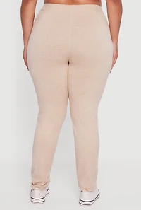 Plus Drawstring High Waisted Brushed Knit Joggers