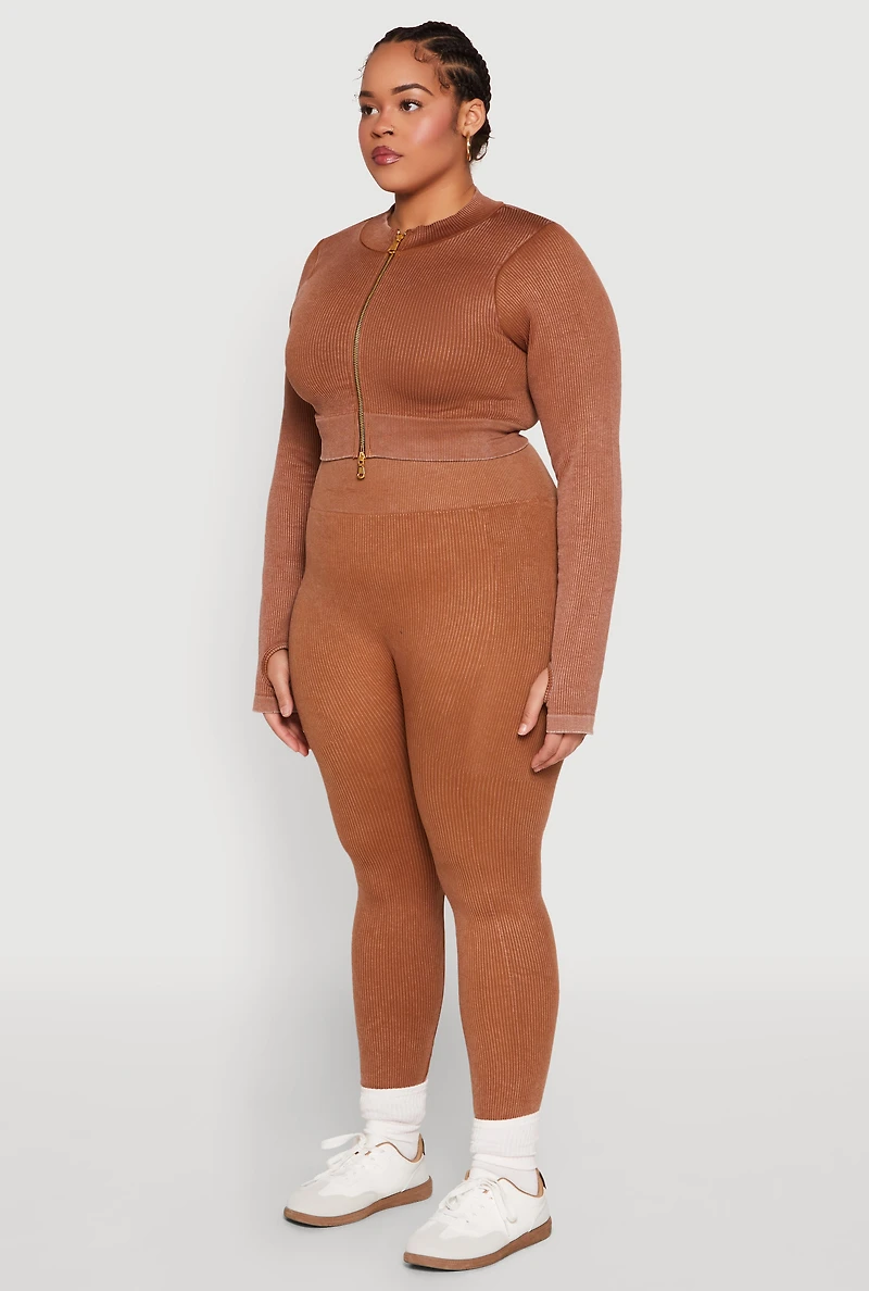 Womens Plus Size Daisy Acid Wash Track Jacket, Brown, Size 1X