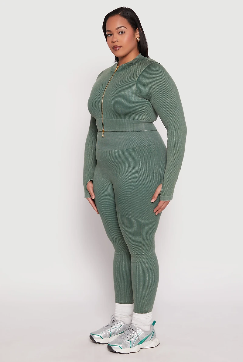 Plus Daisy Acid Wash Track Jacket