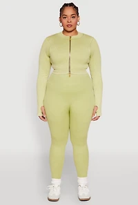 Womens Plus Size Daisy Acid Wash Track Jacket, Green, Size 1X