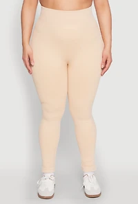 Womens Plus Daisy Compression Rib Acid Wash Leggings, 1X