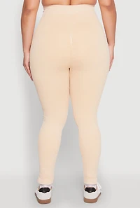 Womens Plus Daisy Compression Rib Acid Wash Leggings, 3X