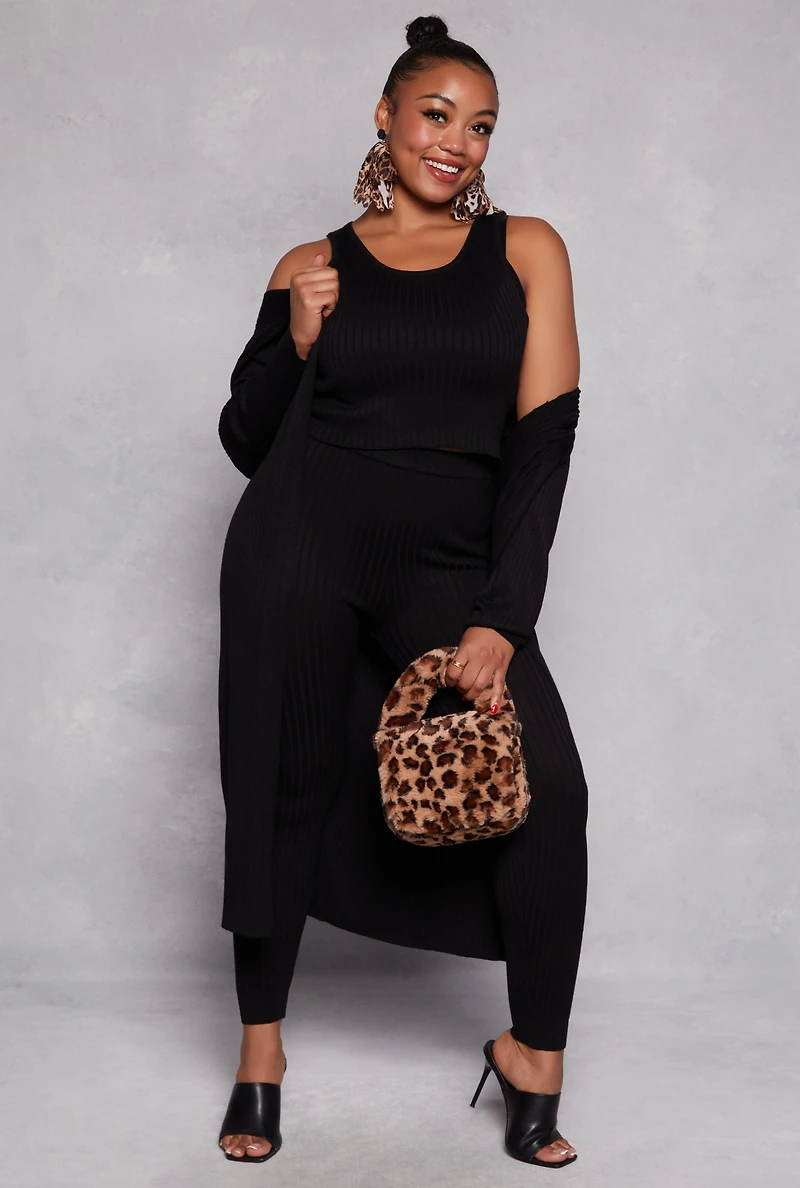 Plus Daisy Ribbed Knit Duster