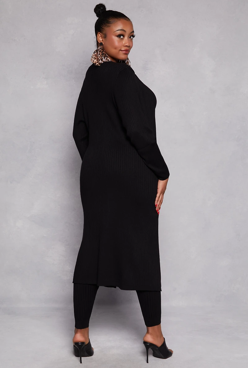 Plus Daisy Ribbed Knit Duster