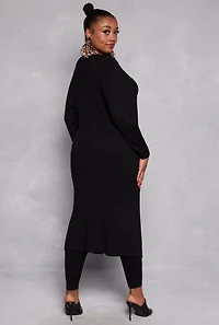 Plus Daisy Ribbed Knit Duster