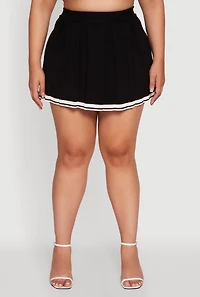 Womens Plus High Waisted Varsity Stripe Pleated Skort,