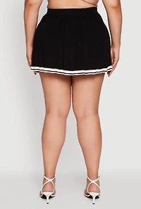Womens Plus High Waisted Varsity Stripe Pleated Skort,