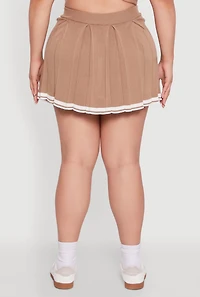 Womens Plus High Waisted Varsity Stripe Pleated Skort,