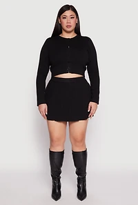 Womens Plus Size Daisy High Waisted Pleated Skort, Black, Size 2X