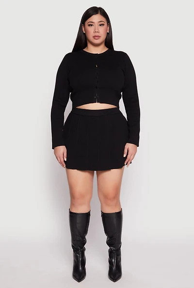 Plus Daisy High Waisted Pleated Skort