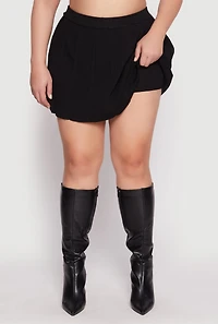 Womens Plus Size Daisy High Waisted Pleated Skort, Black, Size 2X
