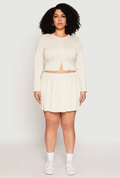 Womens Plus Daisy High Waisted Pleated Skort,