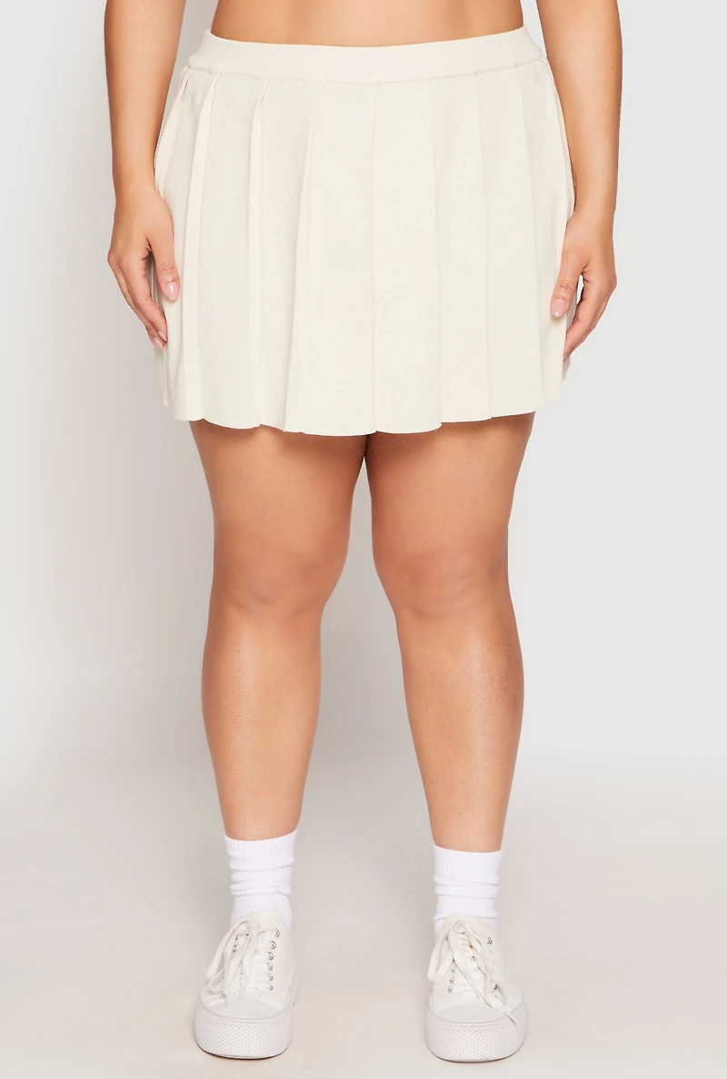Womens Plus Size Daisy High Waisted Pleated Skort, Khaki, Size 2X