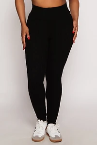 Plus Cable Knit Wide Waist Leggings