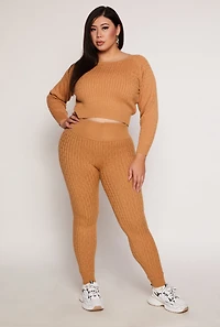 Womens Plus Daisy Cable Knit Sweater,