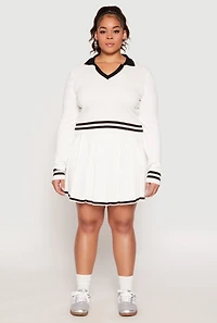 Plus Daisy Varsity Stripe Detail Cropped Sweater