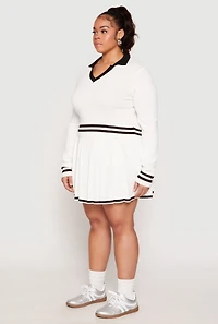 Plus Daisy Varsity Stripe Detail Cropped Sweater