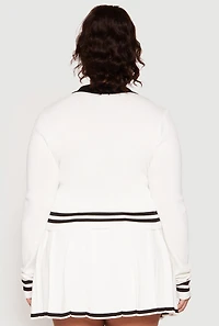 Plus Daisy Varsity Stripe Detail Cropped Sweater