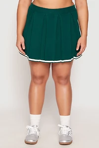 Womens Plus Daisy Contrast Trim Pleated Tennis Skirt, 3X