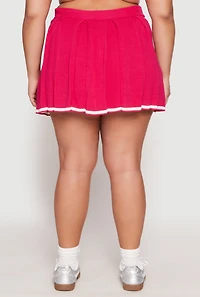 Womens Plus Daisy Contrast Trim Pleated Tennis Skirt, 1X