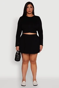 Plus High Waisted Solid Mini Pleated Skirt