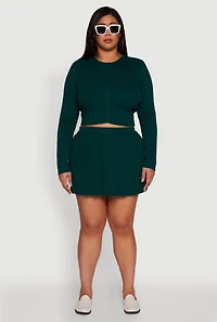 Plus High Waisted Solid Mini Pleated Skirt