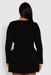 Womens Plus Classic Fit Solid Button Front Cardigan,