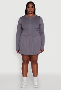Womens Plus Classic Fit Solid Button Front Cardigan, Grey,