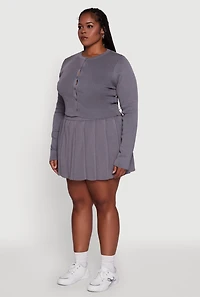 Womens Plus Classic Fit Solid Button Front Cardigan, Grey,