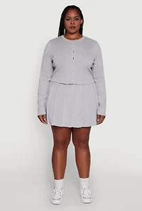 Womens Plus Size Classic Fit Solid Button Front Cardigan, Grey, Size 1X