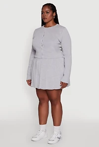 Womens Plus Size Classic Fit Solid Button Front Cardigan, Grey, Size 1X