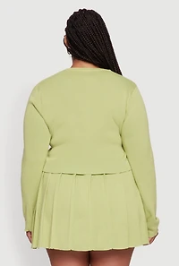 Womens Plus Size Classic Fit Solid Button Front Cardigan, Green, Size 1X