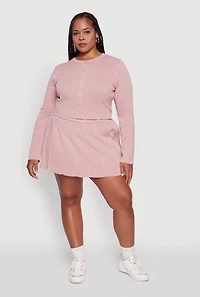 Womens Plus Size Classic Fit Solid Button Front Cardigan, Pink, Size 1X