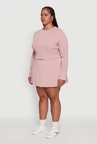 Womens Plus Size Classic Fit Solid Button Front Cardigan, Pink, Size 1X