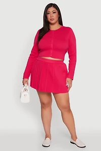 Womens Plus Size Classic Fit Solid Button Front Cardigan, Pink, Size 2X