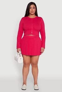 Womens Plus Size Classic Fit Solid Button Front Cardigan, Pink, Size 2X