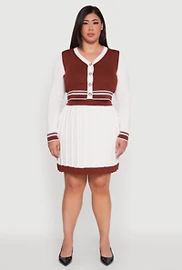 Womens Plus Color Blocked Cropped Cardigan,